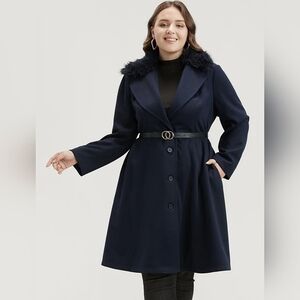 NWT BloomChic Single Breasted Fuzzy Trim Pea Coat Size 18-20 / 2X